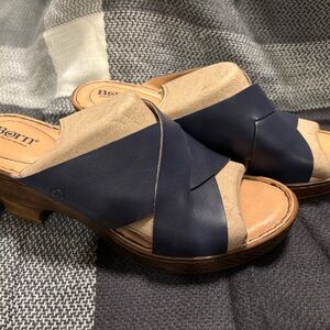 Born Women's Navy Leather Blue Sandals